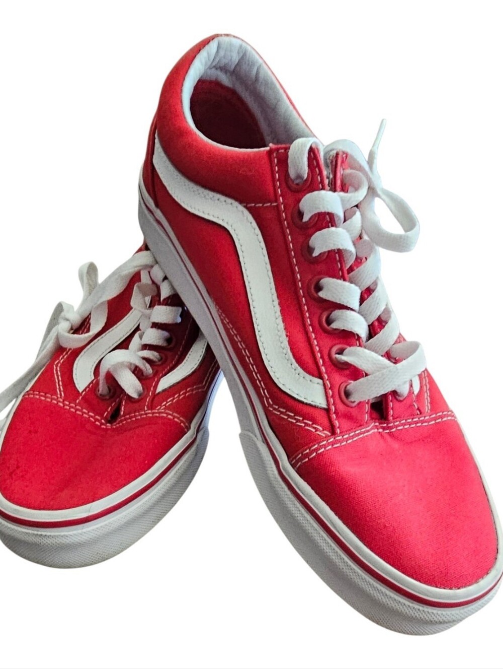 Vans Red & White Old Skool Classic Skate Shoes Women's 8 Men's 6.5